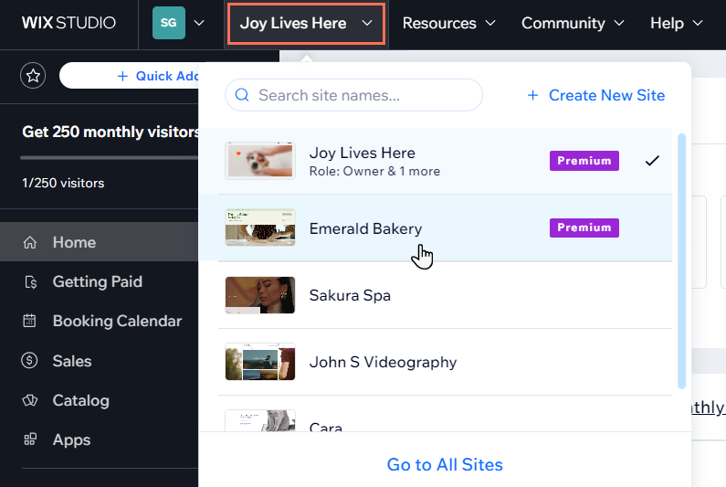 wix dashboard for seo