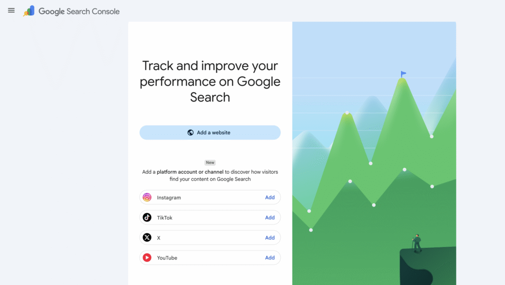 social media properties search console